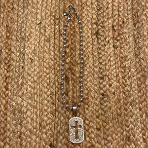 Women’s cross dog tag necklace